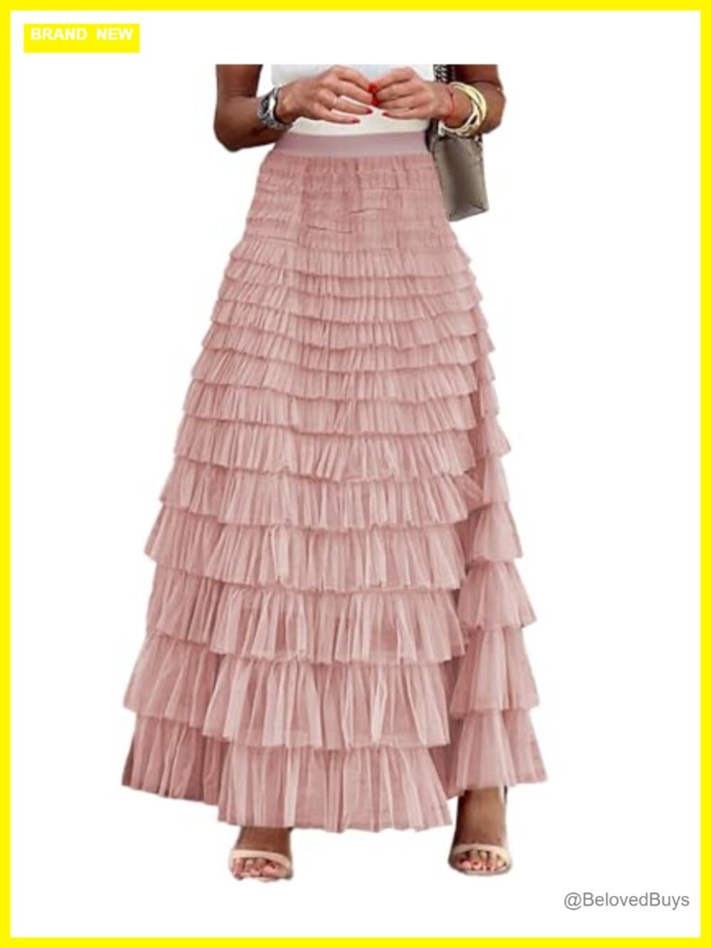 Ruffle Tiered Tulle A-Line High Waisted Mesh Layered Long Maxi Tutu Skirt